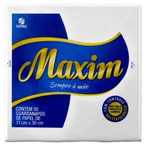 Guardanapo de Papel Folha Simples Maxim 31cm x 30cm Pacote 50 Unidades