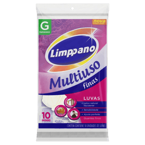 Luva Fina Multiuso Limppano G 10 Unidades