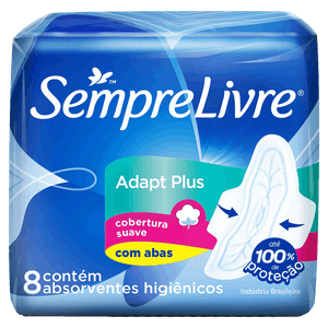 Absorvente com Abas Suave Sempre Livre Adapt Plus Pacote 8 Unidades