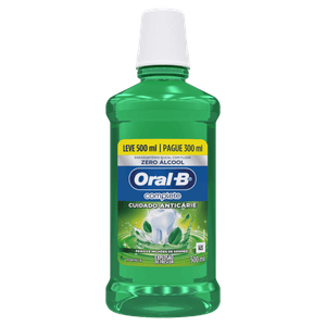 Enxaguante Bucal Antisséptico Zero Álcool Hortelã Oral-B Complete Frasco Leve 500ml Pague 300ml