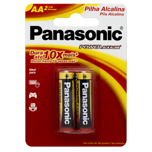 Pilha Alcalina AA Panasonic Power Alkaline Pequena 2 Unidades 1,5V