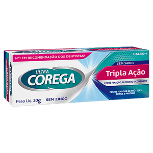 Fixador de Dentadura sem Sabor Ultra Corega Caixa 19g Creme