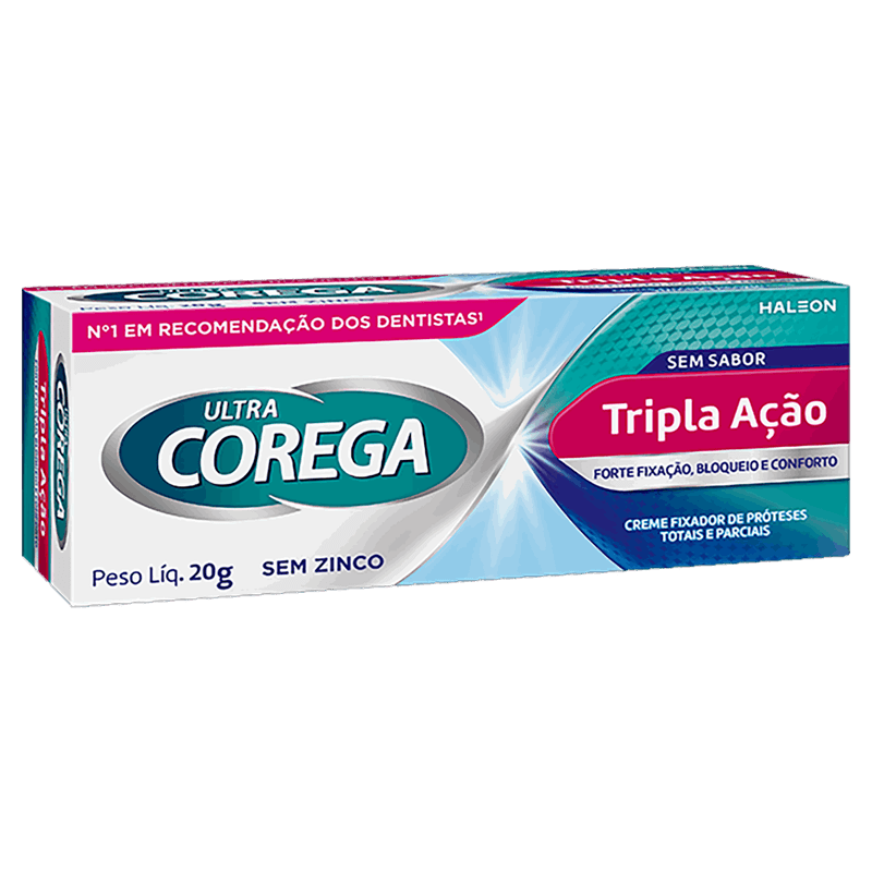 Fixador de Dentadura sem Sabor Ultra Corega Caixa 19g Creme