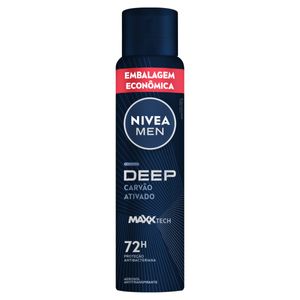 Antitranspirante Aerossol Carvão Ativado Nivea Men Deep 200ml Spray Embalagem Econômica