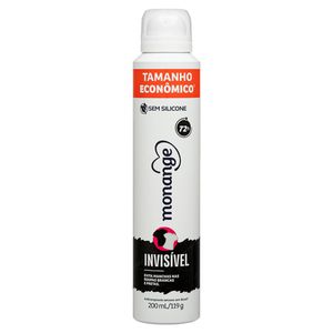 Antitranspirante Aerossol Invisível Monange 200ml Spray Tamanho Econômico