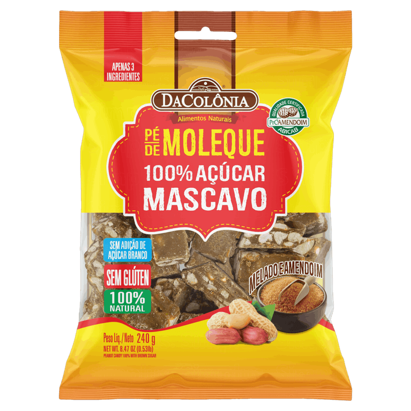 Pe-de-Moleque-com-Acucar-Mascavo-Melado-e-Amendoim-DaColonia-Pacote-240g