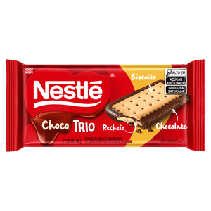 Chocolate ao Leite Recheio Amendoim e Biscoito de Baunilha Nestlé Choco Trio Pacote 90g