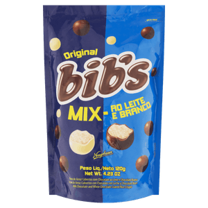 Flocos de Arroz Cobertos com Chocolate ao Leite e Branco Mix Bib´s Sachê 120g