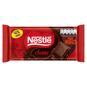 Chocolate Meio Amargo 40% Cacau Classic Pacote 80g