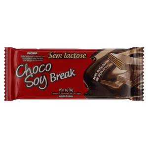 Wafer com Recheio e Cobertura de Chocolate à Base de Soja Zero Lactose Choco Soy Break Pacote 38g 2 Unidades