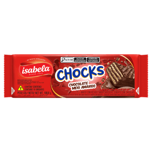 Wafer Recheio e Cobertura Chocolate Isabela Chocks Pacote 100,8g