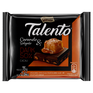 Chocolate Dark 50% Cacau Caramelo Salgado Garoto Talento Pacote 75g