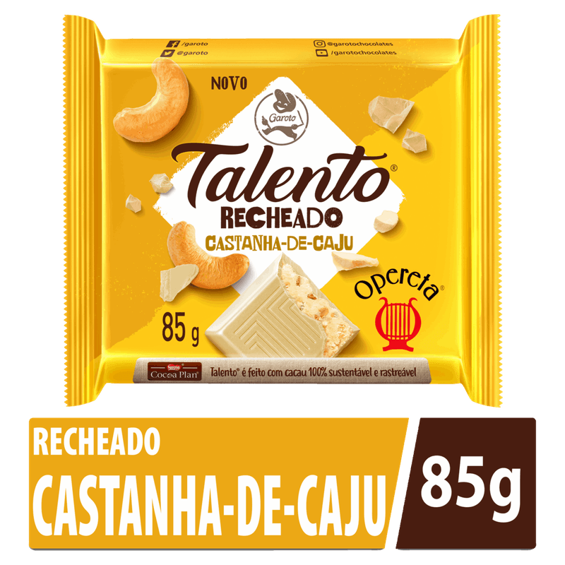 Chocolate-Branco-Opereta-Recheio-Castanha-de-Caju-Garoto-Talento-Pacote-85g