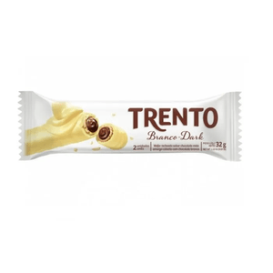 Wafer com Recheio de Chocolate Meio Amargo e Cobertura de Chocolate Branco Dark Peccin Trento Pacote 32g 2 Unidades