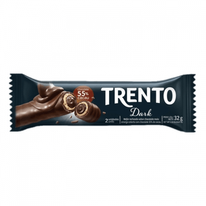 Wafer com Recheio de Chocolate e Cobertura de Chocolate 55% Cacau Dark Peccin Trento Pacote 32g 2 Unidades