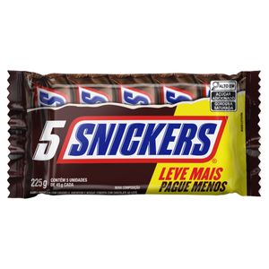 Chocolate Snickers Pacote 225g 5 Unidades Leve Mais Pague Menos