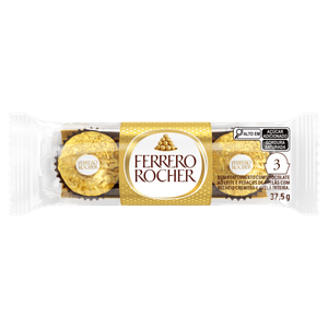 Bombom Ferrero Rocher Pacote 37,5g 3 Unidades