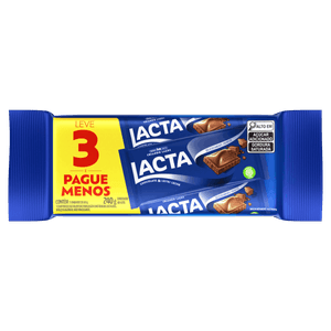 Pack Chocolate ao Leite Lacta Pacote 240g 3 Unidades Leve Mais Pague Menos