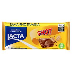 Chocolate ao Leite com Amendoim Lacta Shot Pacote 145g Tamanho Família