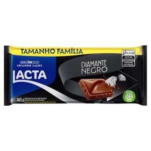 Chocolate ao Leite Crocante Lacta Diamante Negro Pacote 145g Tamanho Família