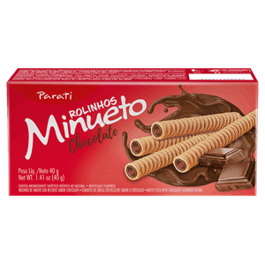 Rolinhos de Wafer Recheio Chocolate Minueto Caixa 40g