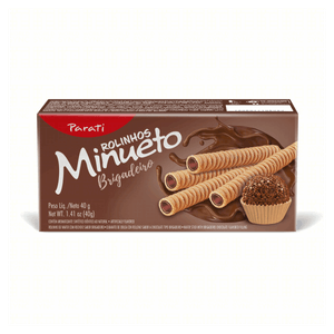 Rolinhos de Wafer Recheio Brigadeiro Minueto Caixa 40g