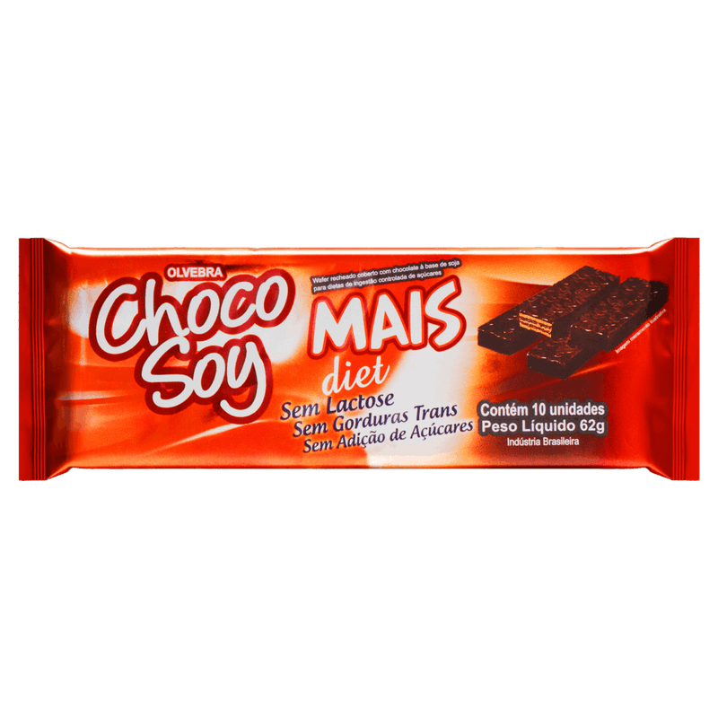 Wafer-com-Recheio-e-Cobertura-de-Chocolate-a-Base-de-Soja-Diet-Zero-Lactose-Choco-Soy-Mais-Pacote-62g-10-Unidades