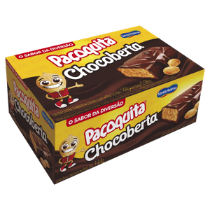 Pack Doce de Amendoim Cobertura Chocolate Paçoquita Caixa 144g 8 Unidades