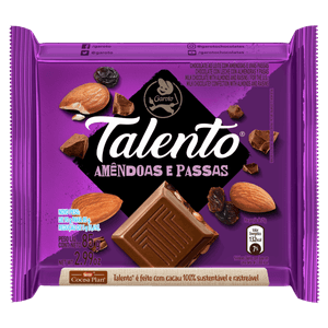 Chocolate ao Leite com Amêndoas e Passas Garoto Talento Pacote 85g