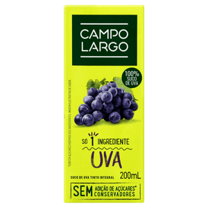 Suco Integral Uva Tinto Campo Largo Caixa 200ml