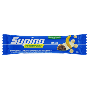 Barra de Frutas Banana Cobertura Chocolate Branco Supino Pacote 24g