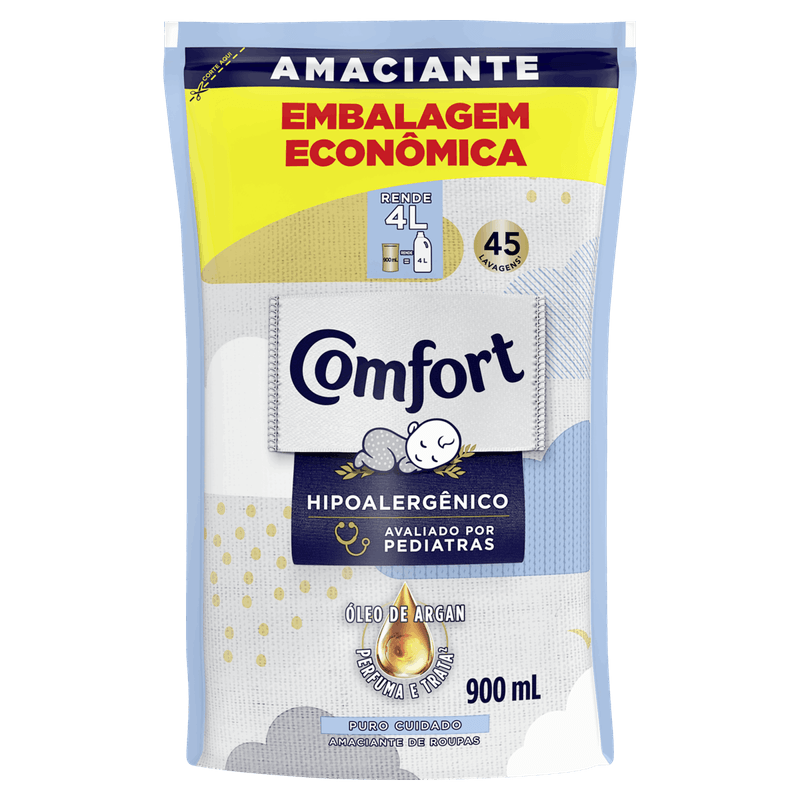 Amaciante-de-Roupa-Concentrado-Puro-Cuidado-Comfort-Sache-900ml-Refil-Embalagem-Economica