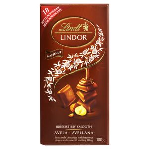 Chocolate Suíço ao Leite com Pedaços de Avelãs Recheio Cremoso Lindt Lindor Caixa 100g 18 Unidades