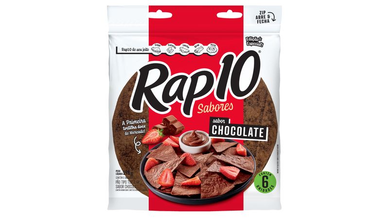 Pão Tortilha Chocolate Rap10 Sabores Pouch 198g - giassi - Giassi