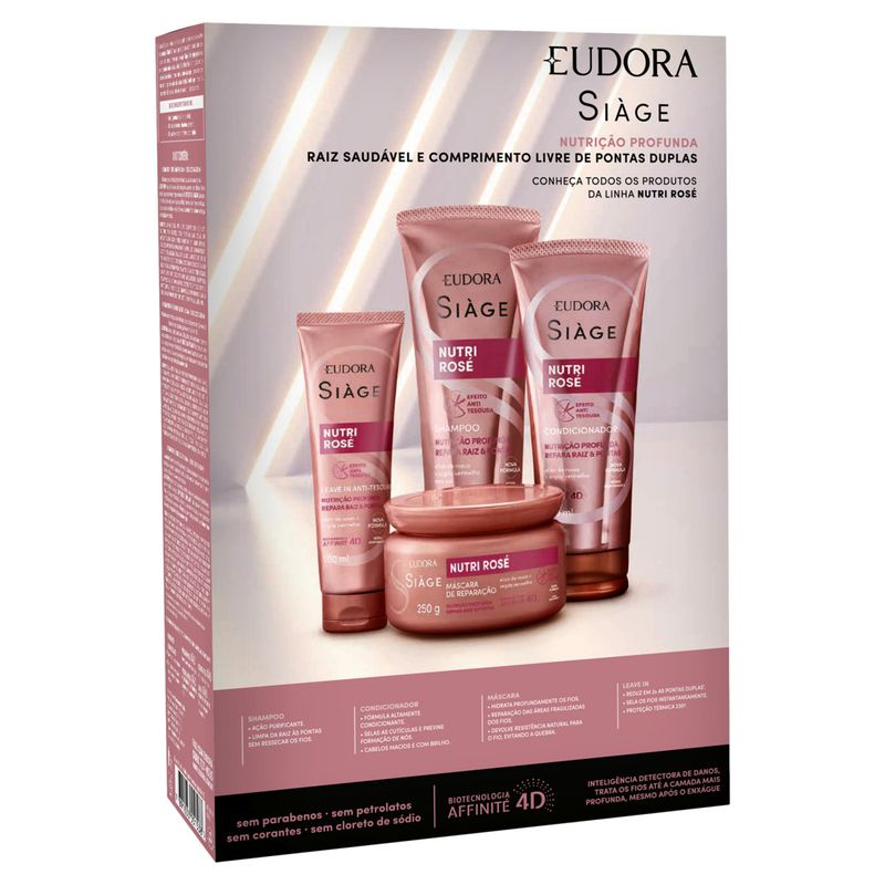 Kit-Shampoo-250ml---Condicionador-125ml---Leave-In-30ml-Eudora-Siage-Nutri-Rose