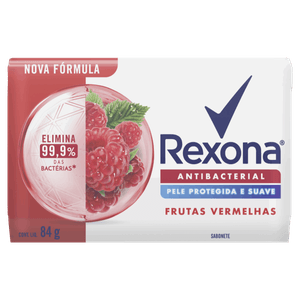 Sabonete Barra Antibacterial Frutas Vermelhas Rexona Envoltório 84g