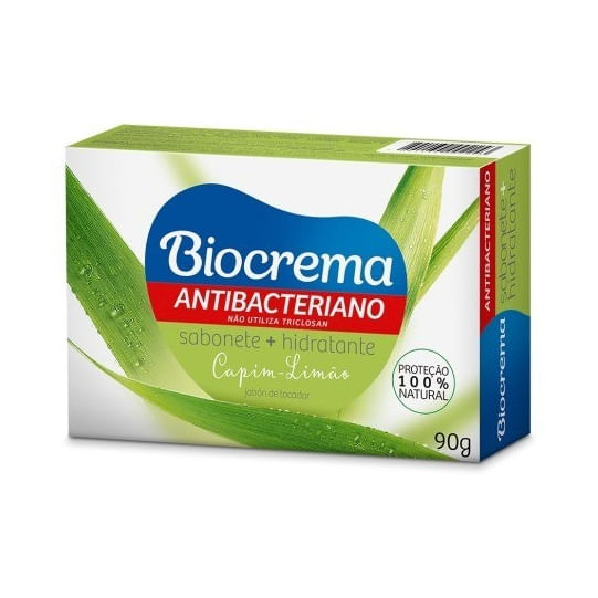 Sabonete-em-Barra-Antibacteriano-Capim-Limao-Biocrema-Caixa-90g