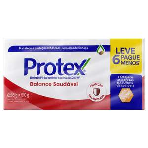 Pack Sabonete Barra Antibacteriano Protex Balance Saudável Envoltório 510g Leve 6 Pague 5 Unidades