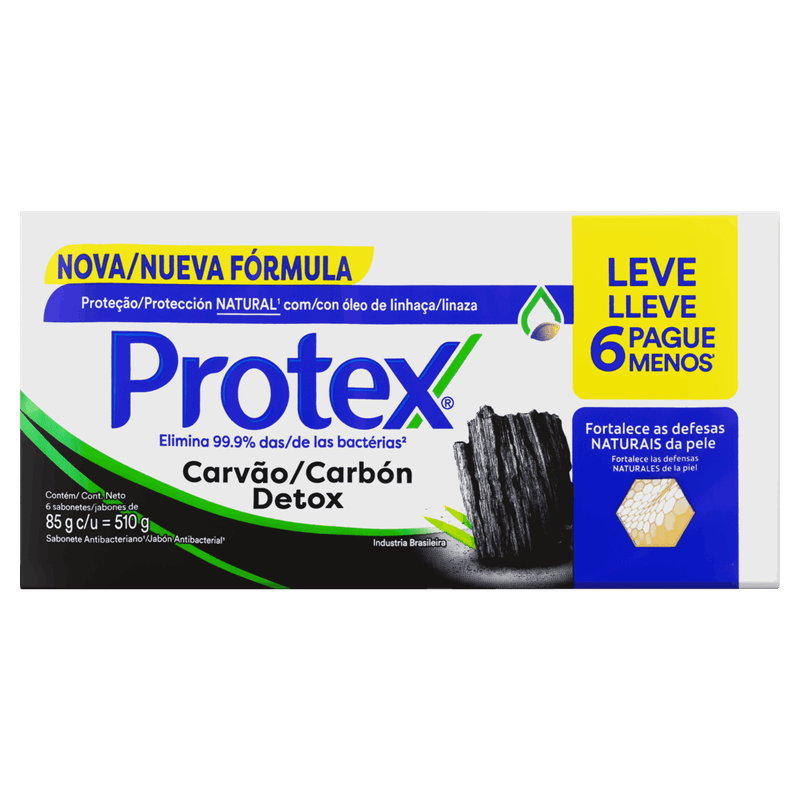 Pack-Sabonete-Barra-Antibacteriano-Protex-Carvao-Detox-Envoltorio-510g-6-Unidades-Leve-Mais-Pague-Menos
