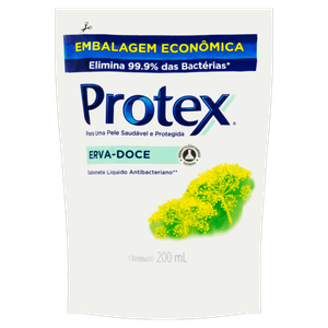 Sabonete Líquido Antibacteriano Erva-Doce Protex Sachê 200ml Refil Embalagem Econômica