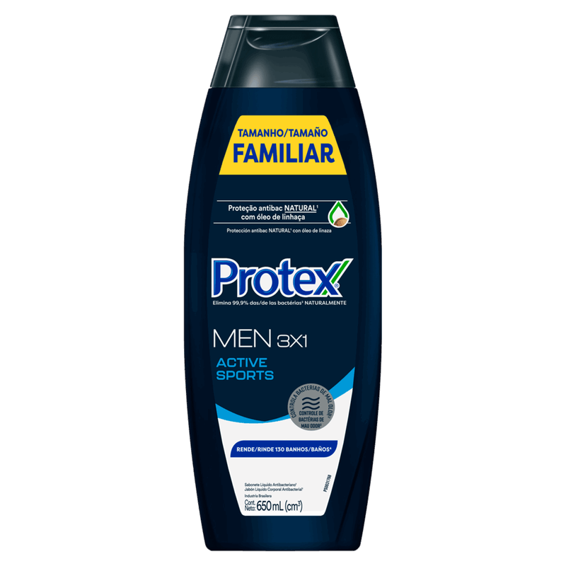 Sabonete-Liquido-Antibacteriano-3-em-1-Protex-Men-Active-Sports-Frasco-650ml-Tamanho-Familiar
