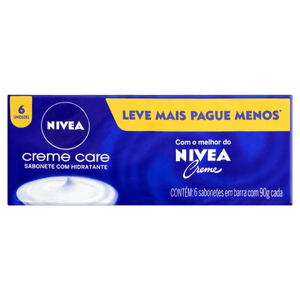 Pack Sabonete Barra Hidratante Nivea Creme Care Caixa 6 Unidades 90g Cada Leve Mais Pague Menos