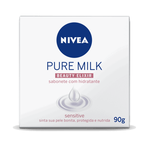 Sabonete Barra Hidratante Sensitive Nivea Pure Milk Beauty Elixir Caixa 90g