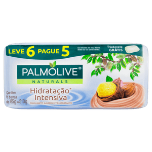 Pack Sabonete Barra Hidratação Intensiva Palmolive Naturals Envoltório 510g Leve 6 Pague 5 Unidades