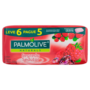 Pack Sabonete Barra Segredo Sedutor Palmolive Naturals Envoltório 510g Leve 6 Pague 5 Unidades