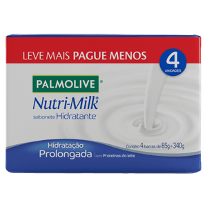 Pack Sabonete Barra Hidratante Palmolive Nutri-Milk Envoltório 340g 4 Unidades Leve Mais Pague Menos