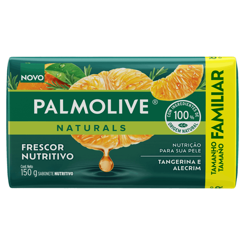 Sabonete Barra Frescor Nutritivo Tangerina e Alecrim Palmolive Naturals Envoltório 150g Tamanho Familiar