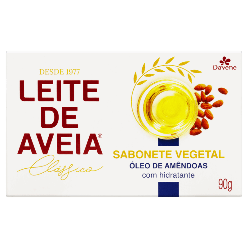 Sabonete-Barra-Vegetal-Oleo-de-Amendoas-Davene-Leite-de-Aveia-Classico-Caixa-90g