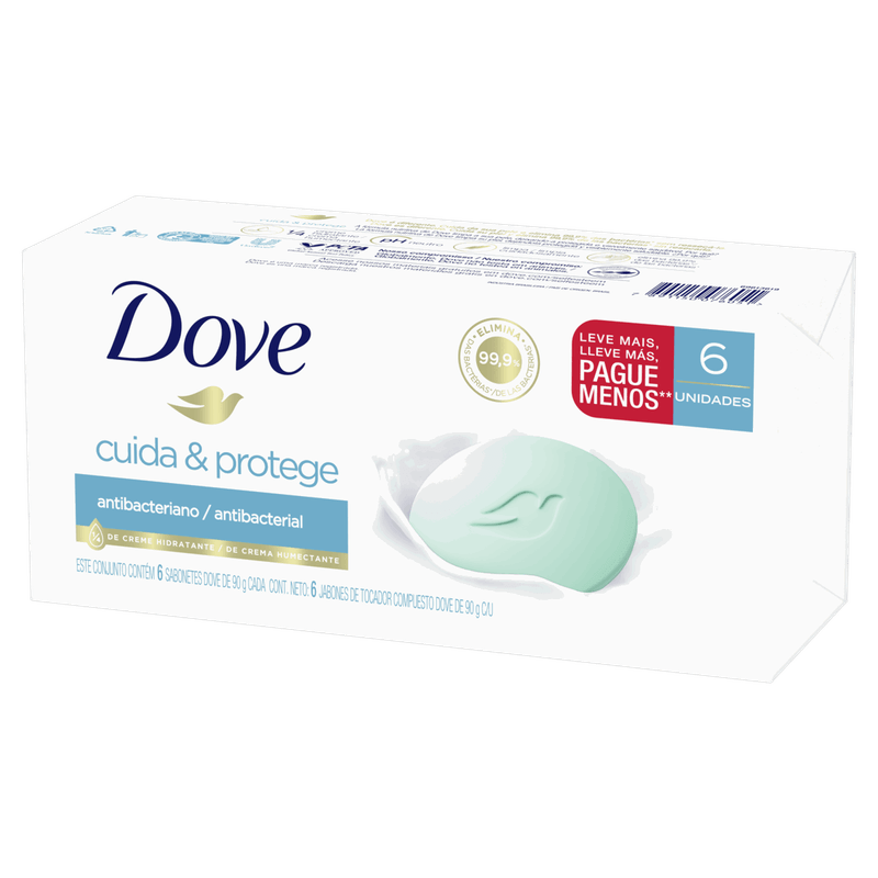 Pack-Sabonete-Barra-Antibacteriano-Dove-Cuida---Protege-Envoltorio-6-Unidades-90g-Cada-Leve-Mais-Pague-Menos