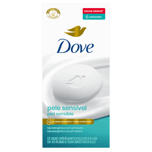 Pack Sabonete Barra Dove Pele Sensível Envoltório 6 Unidades 90g Cada Pague Menos